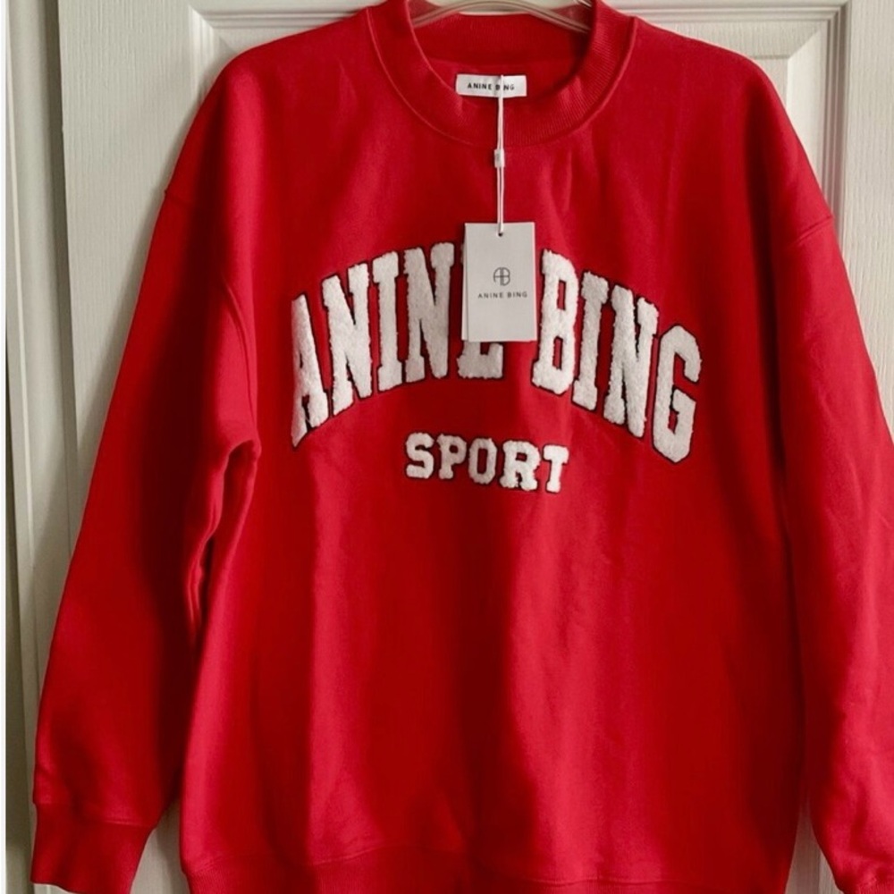 Anine Bing Red Authentic with Raised Letter Design